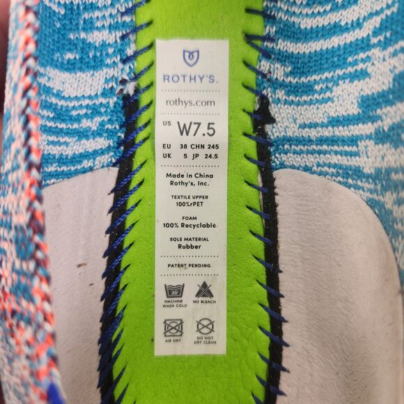 Rothy's The Loafer Womens Sz 7.5 Turquoise Melange Knit Flats Slip On Shoes Low - Picture 9 of 9